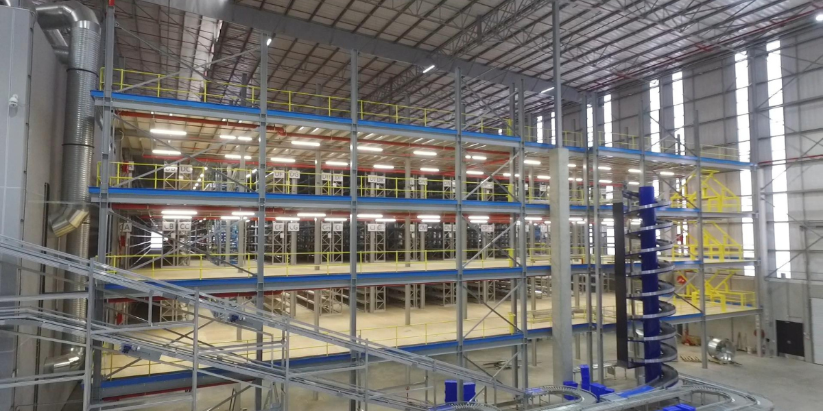 Multi level mezzanine floors in an industrial setting