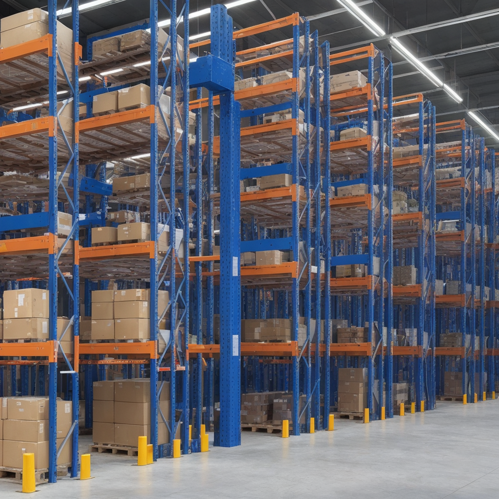 Illustrative comparison of warehouse storage solutions: a multi-level Catwalk Racking System with metal stairs and boxes on the left versus a dynamic Carton Live Racking System with gravity-fed rollers and colorful cartons on the right