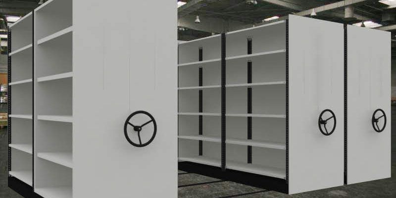 m-r-bg-copy Organised storage room in Cape Town showcasing various mobile shelving units from top supplier Krost Shelving, demonstrating efficient space utilisation.