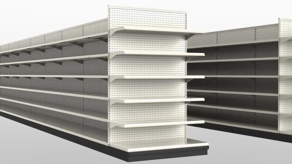 gondola shelving in a retail setting versus drive-in racking in a warehouse environment.