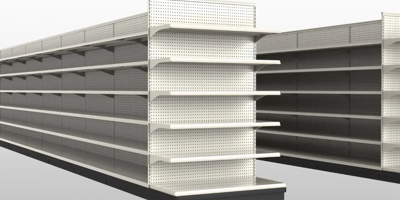 What-is-Gondola-Shelving gondola shelving in a retail setting versus drive-in racking in a warehouse environment.