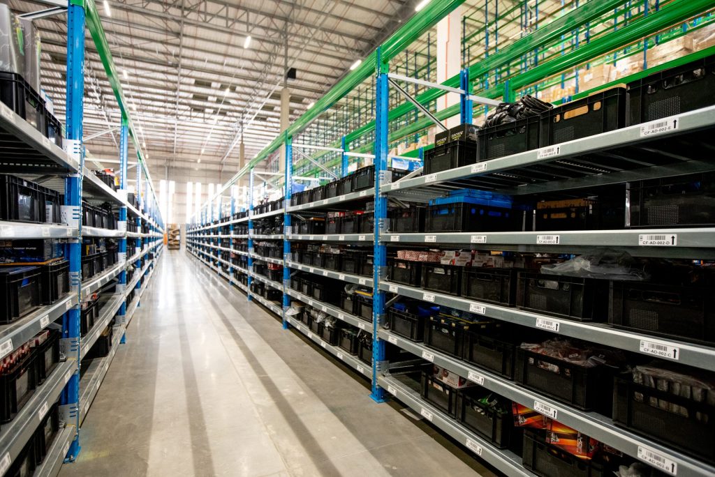 Carton live racking system installed in a warehouse