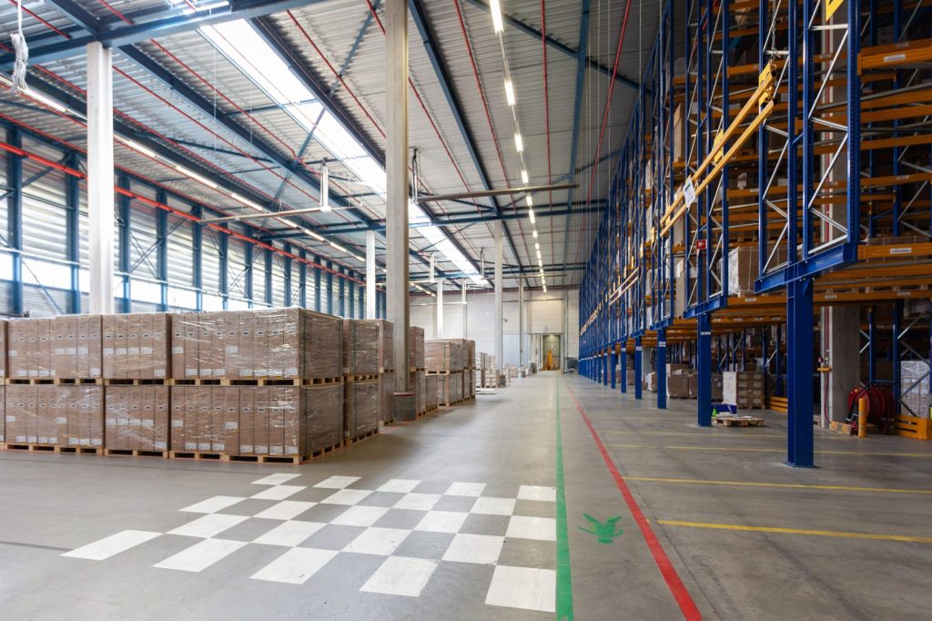 A large warehouse operation installed with heavy-duty racking